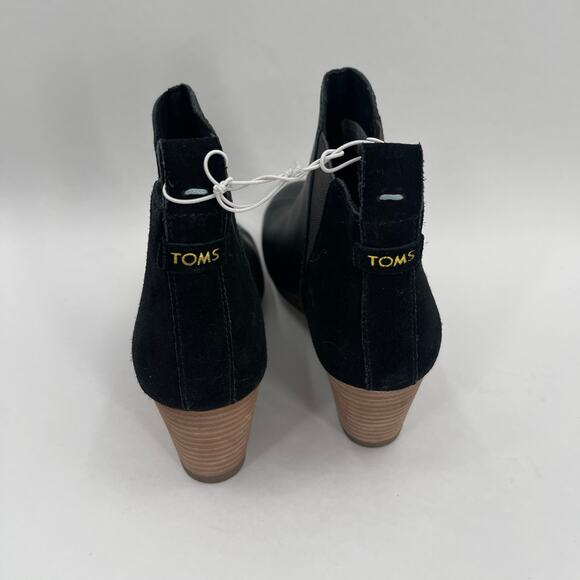 TOMS Boots Size 6 Women's Kelsey Ankle NWOT Black Leather NEW Wedge Slip On - Picture 4 of 12